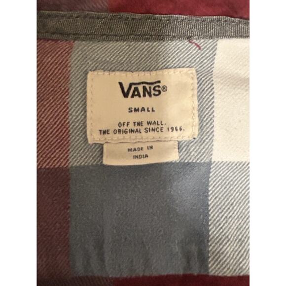 Vans Women's Red Plaid Long Sleeve Pocket Button Up Flannel Shirt - Size Small - Picture 4 of 5